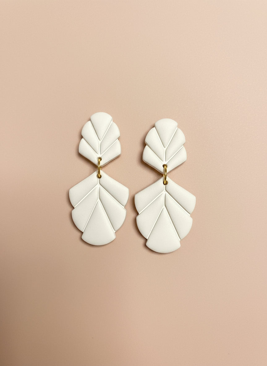 Leaf Drop Earring (White)
