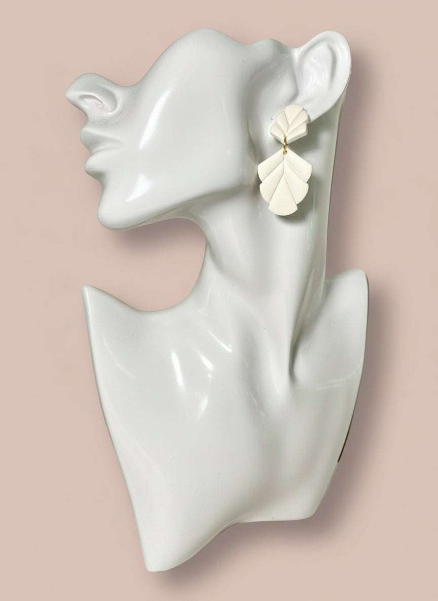 Leaf Drop Earring (White)