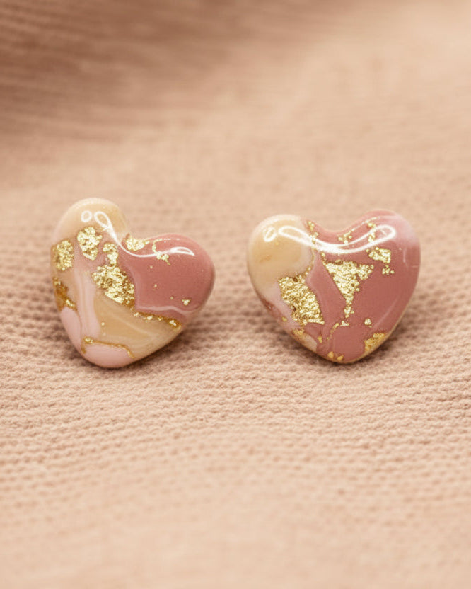 Pink Heart Terrazzo Stud