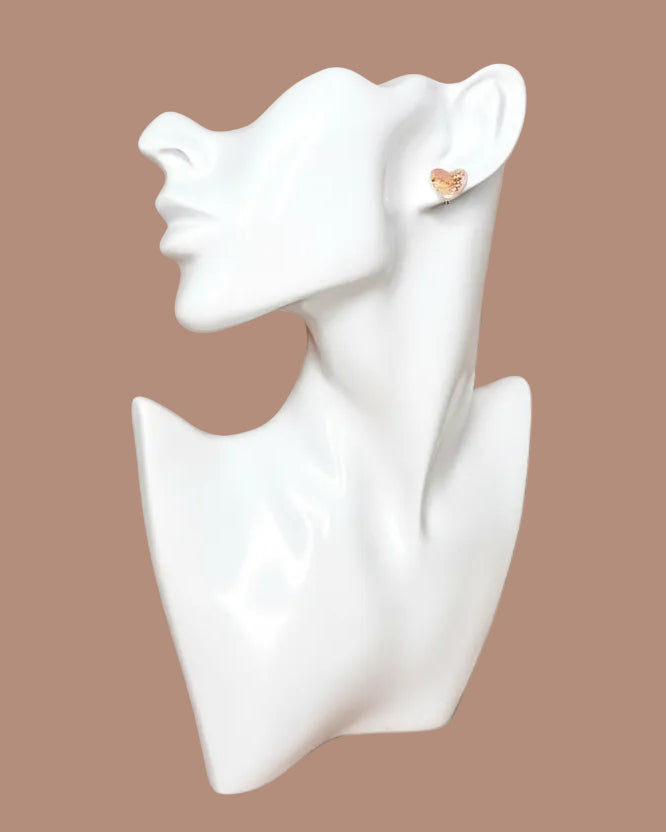 Pink Heart Terrazzo Stud