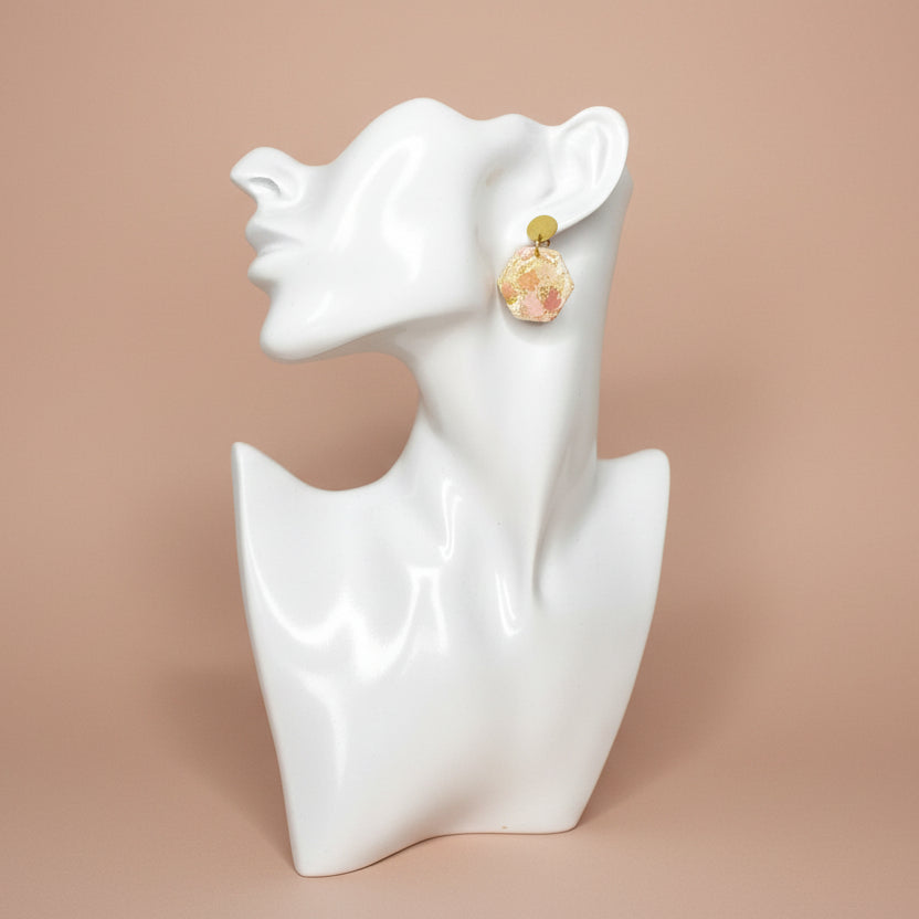 Pink Terrazzo Hexagon Dangle