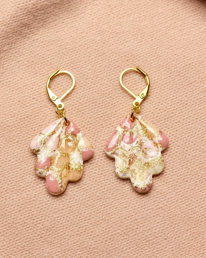 Pink Leaf Terrazzo Dangle