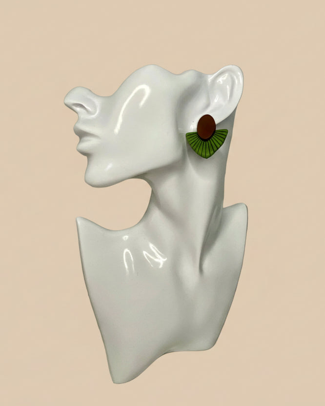 Olive Green Fan Earring