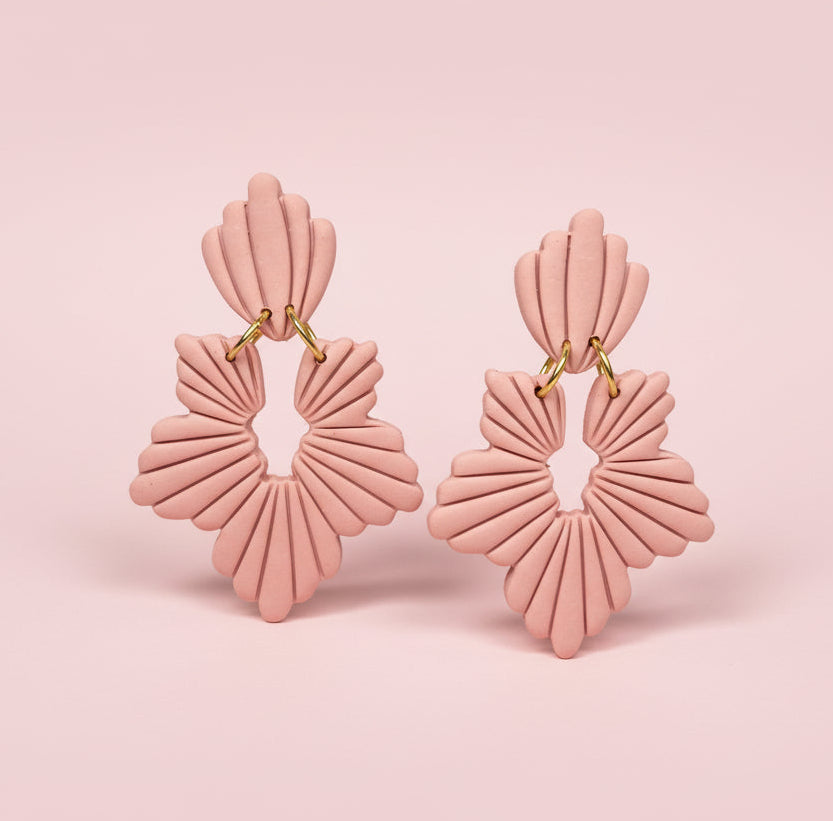 Flower Leaf Earring (Pink)