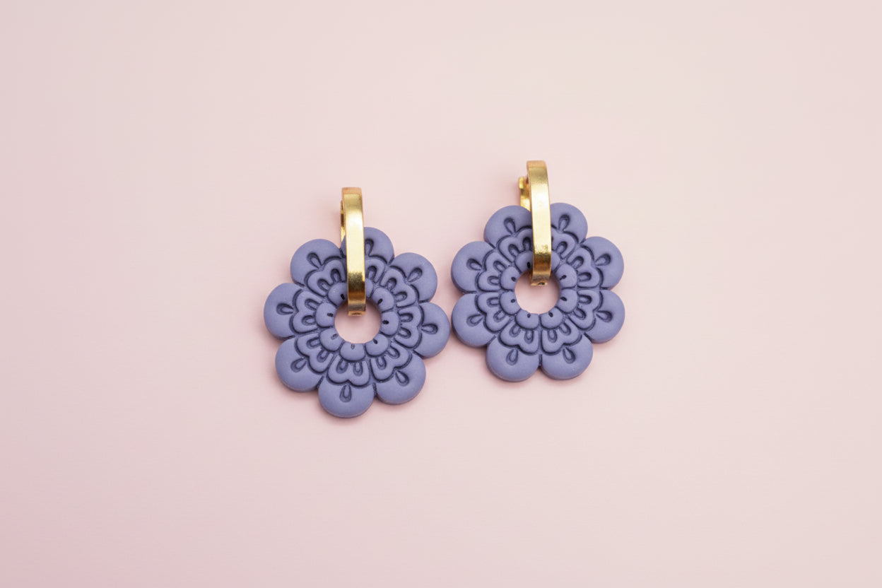 Flower Hoop Dangle (Thistle)