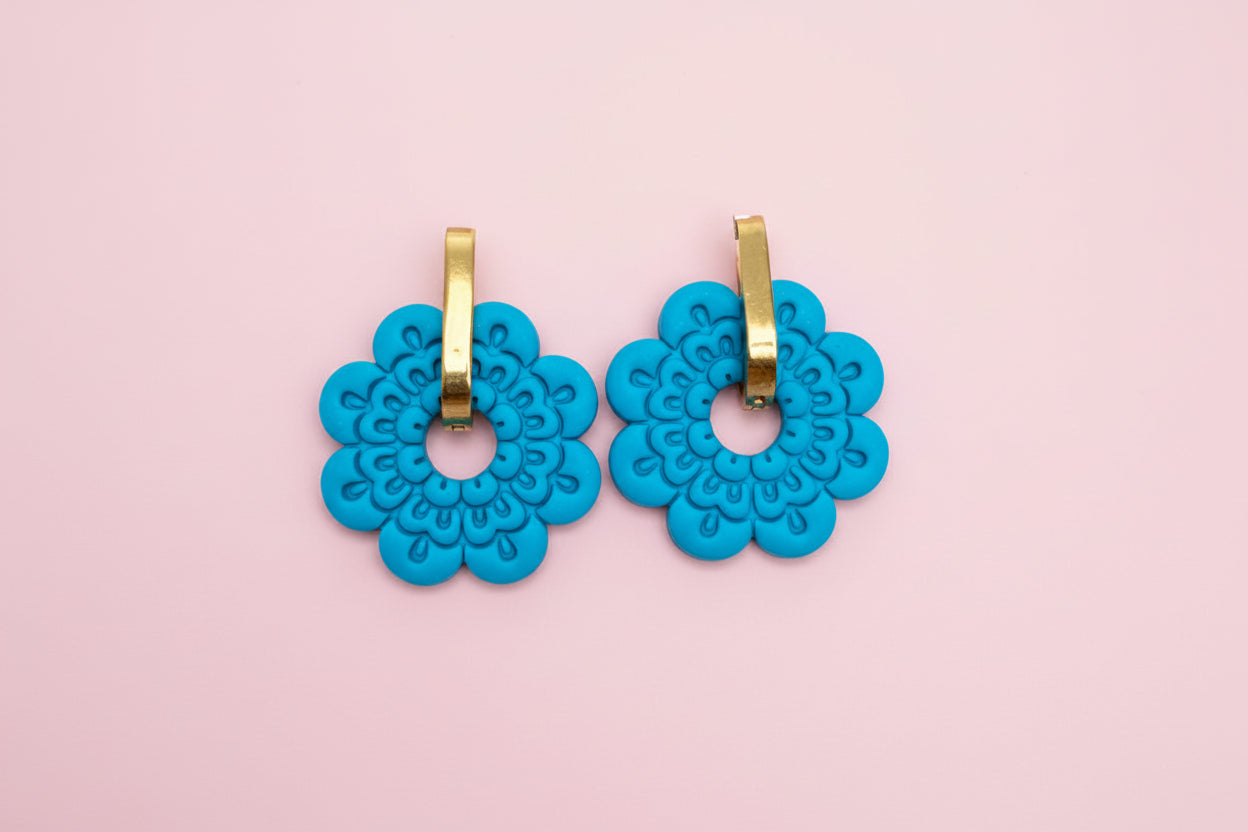 Flower Hoop Dangle (Turquoise)