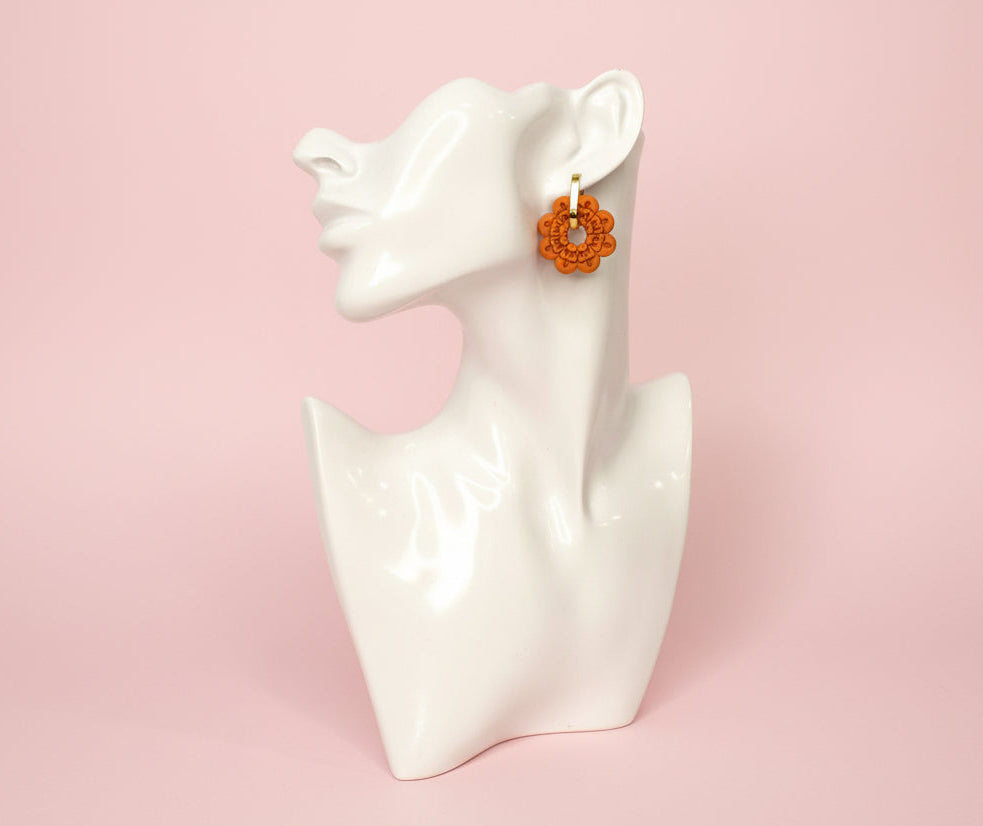 Flower Hoop Dangle (Orange)