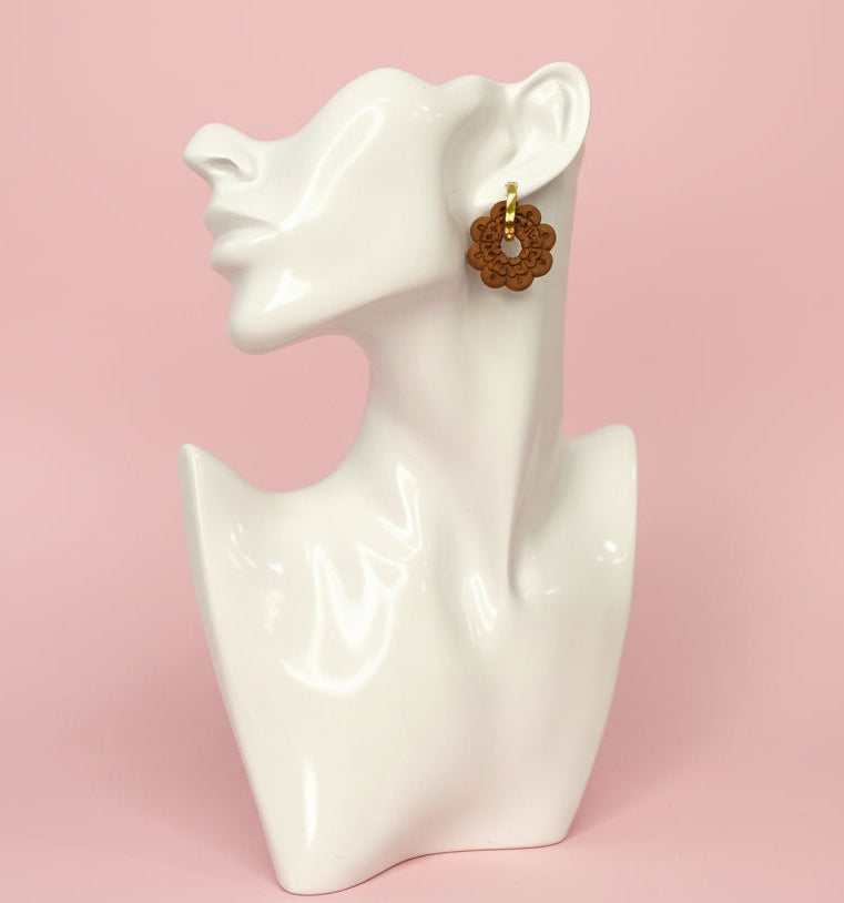 Flower Hoop Dangle (Brown)