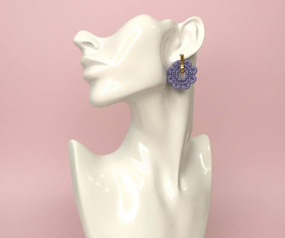 Flower Hoop Dangle (Thistle)