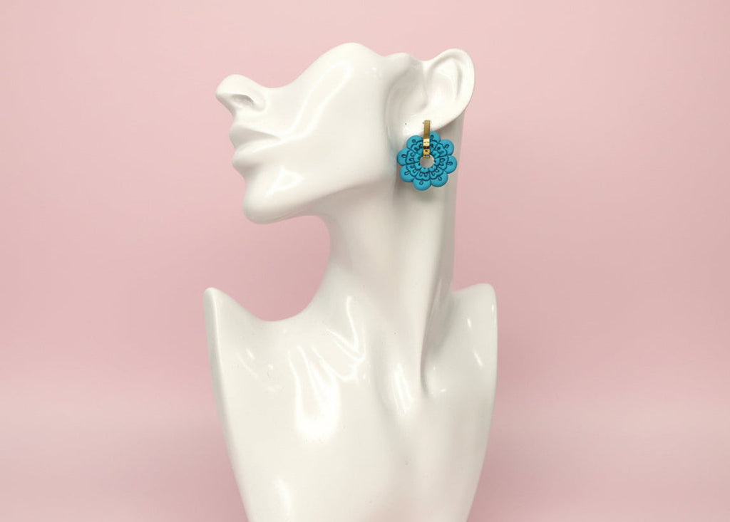 Flower Hoop Dangle (Turquoise)