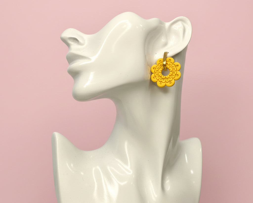 Flower Hoop Dangle (Yellow)