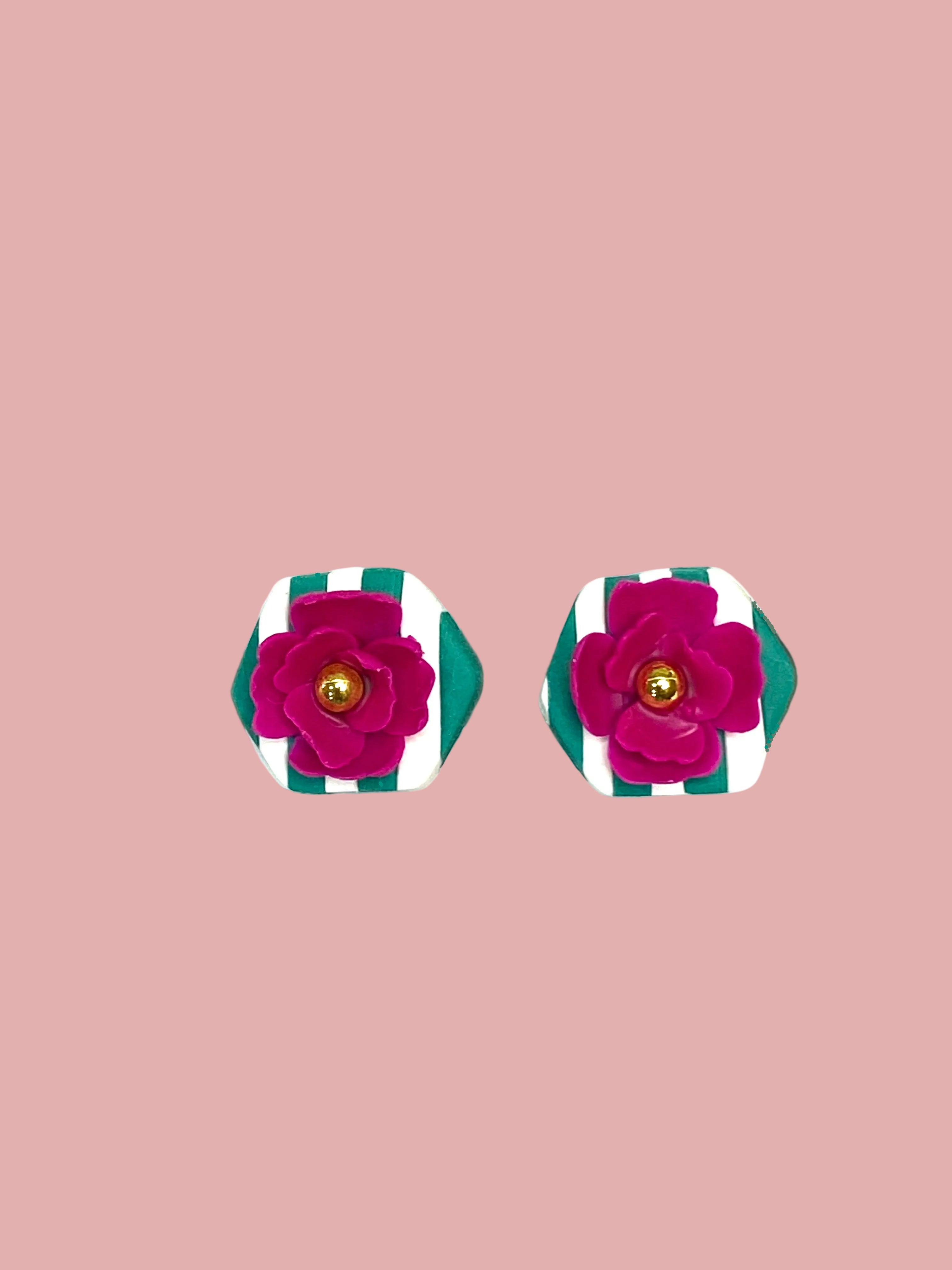 Fucshia Flower Stud