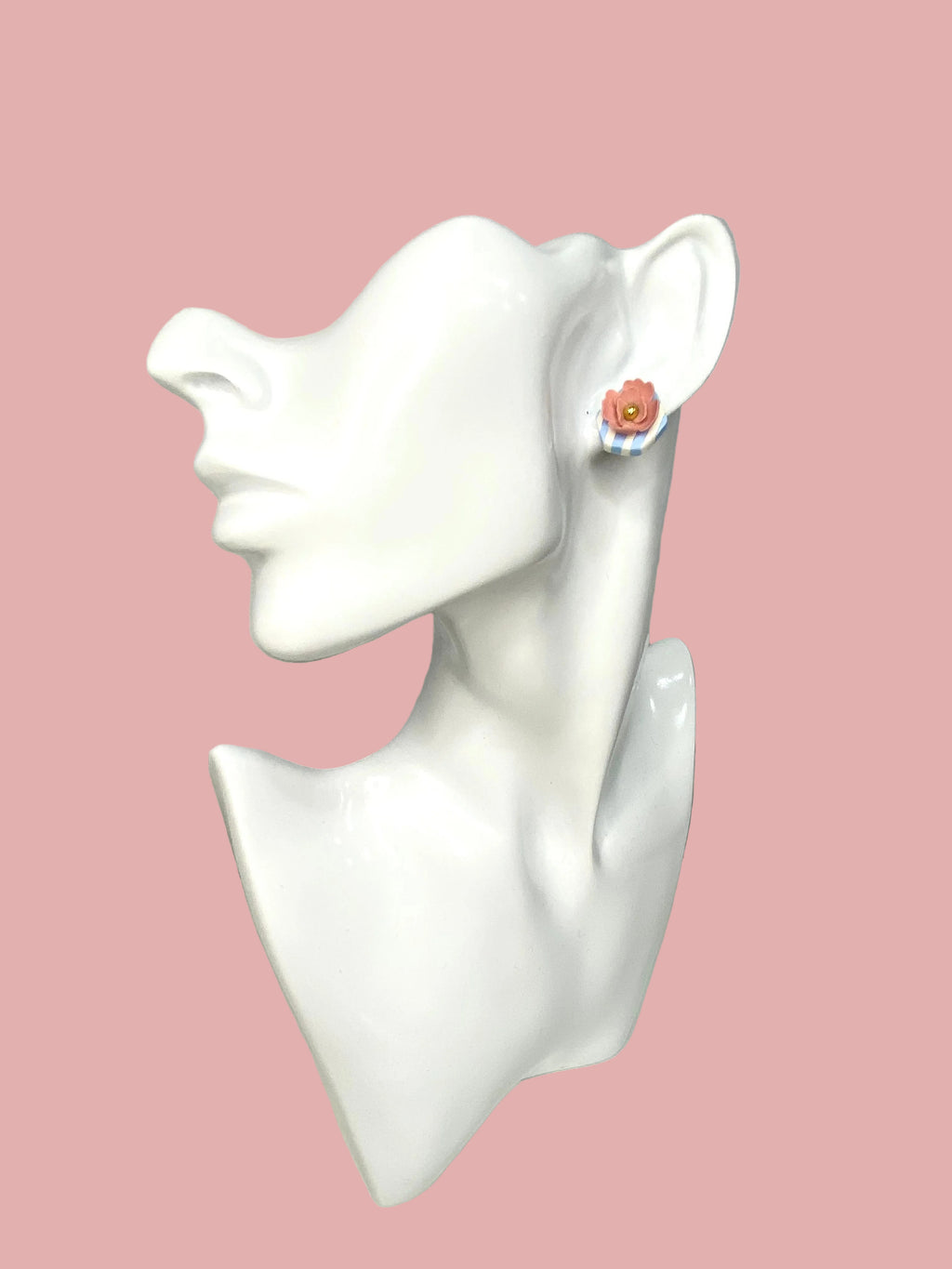 Pink Flower Striped Stud